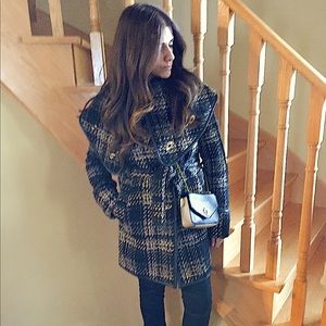 RACHEL ZOE Greta Wrap Collar Coat